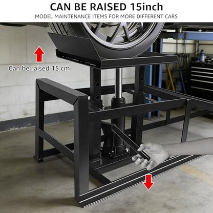 Hydraulic Car Ramps, 2-Pack 11000LBS Capacity, Adjustable 9.3-14 Inch Low Profile Design with Anti-Slip Surface for Oil Change on Cars, SUVs, Trucks (Black)