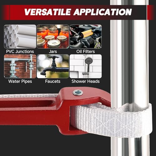 12 Inch Pipe Strap Wrench Adjustable Nylon Strap Wrench | Oil Filter Strap Opener Wrench Belt Repairing Wrench for Auto Oil Filter Element