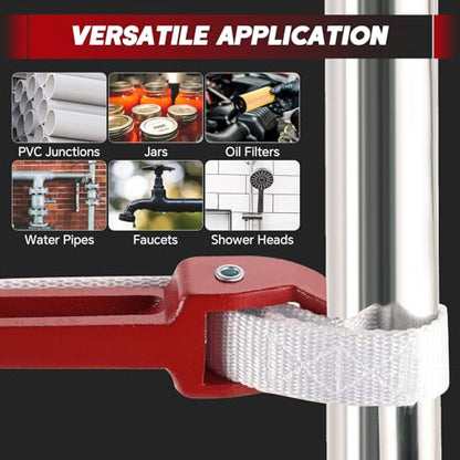 12 Inch Pipe Strap Wrench Adjustable Nylon Strap Wrench | Oil Filter Strap Opener Wrench Belt Repairing Wrench for Auto Oil Filter Element