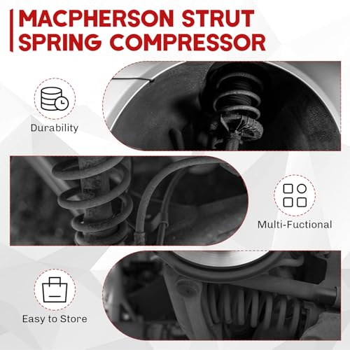 Macpherson Strut Spring Compressor Tool Kit | Heavy Duty Dual Coil Spring Compressor with Locking Pins, 13/16” Socket 1/2" Drive, 11.5" Range, Set of 2 for Suspension Work