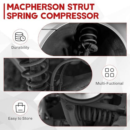 Macpherson Strut Spring Compressor Tool Kit | Heavy Duty Dual Coil Spring Compressor with Locking Pins, 13/16” Socket 1/2" Drive, 11.5" Range, Set of 2 for Suspension Work