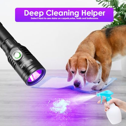 Home Safety 1602 395nm UV Flashlight Blacklight Portable Black Light for for Pet Urine Finding & Mineral, Antique Detection, Scorpion Search, etc (1602_UV395nm)
