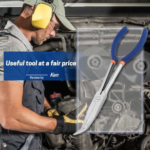 11'' Extra Long Needle Nose Pliers for Narrow and Limited Spaces | 45-Degree Angled Nose, Long Reach Design, CRV Steel, Comfortable Grip, for Mechanics, Electricians, DIYers and Homeowners - style: 11'' 45 Degree Angle