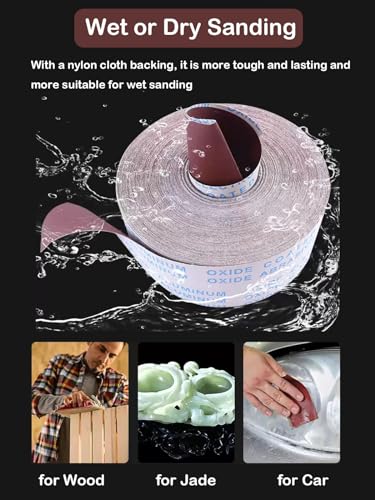 Emery Cloth Roll, 5 Grits 1'' x 19.7' Sand Paper Roll with Dispenser, 150 240 320 400 600 Grit Sandpaper Assortment, Wet Sanding Paper for Metal Automotive Furniture Wood - style: 5rolls 6m