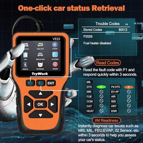 OBD2 Scanner Diagnostic Tool, Check Engine Code Reader with 35901 DTC Lookup, Mode 6 & 8, I/M Readiness for All OBDII Cars Since 1996 (Yellow) - color: Yellow