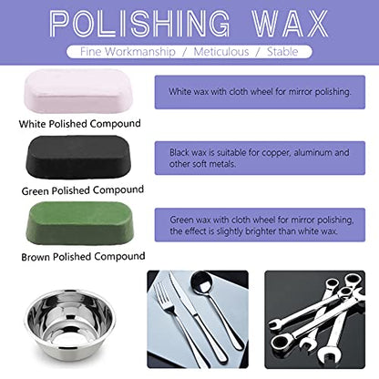 Swpeet 8" Buffing & Polishing Wheels Kit - 6PCs Including 3PCs Compounds, Cotton & Flannel Pads for Bench Grinder - style: NO.11 Buffing Polishing Wheels