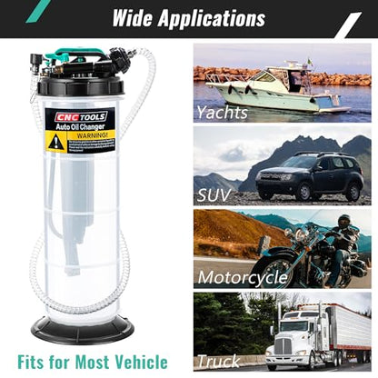 Estune 7.5L Fluid Extractor Pump, 2 Gallon Pneumatic Manual Oil Extractor Pump for Oil Change, Oils Vacuum Pumps Extractors with 5 Pcs Brake Bleeding Hose for Cars, SUVs, Trucks, RVs, motorcycles - size: 2 Gallon/7.5 L
