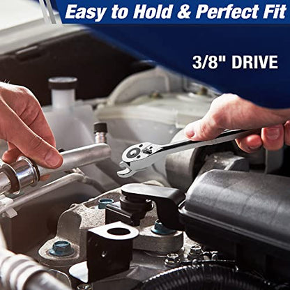 WORKPRO 3/8" Drive Crowfoot Wrench Set, 10-Piece Metric Open-End Wrenches with Clip-on Organizer, 10-19mm, Great for Automotive Repair Work Hard-To-Reach Areas - size: Metric System