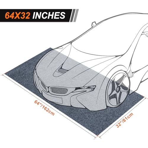 64×32In Heavy Duty Oil Spill Mat,6.5mm Thick Garage Under Car Mat,1/4" Waterproof Rubber Backing,Efficient Oil Absorption,Washable Reusable Durable Non-Slip - size: 2'8" x 5'4" (Square)