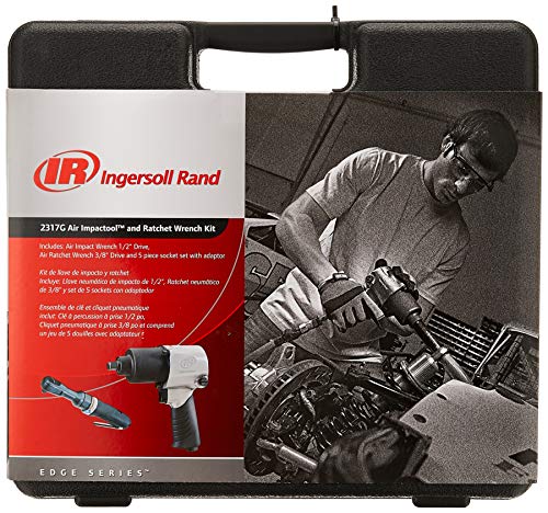 Ingersoll Rand 2317G 1/2" Air Impact Wrench and 3/8" Air ratchet Combination Kit, incl 5-piece Socket Set, Carrying case