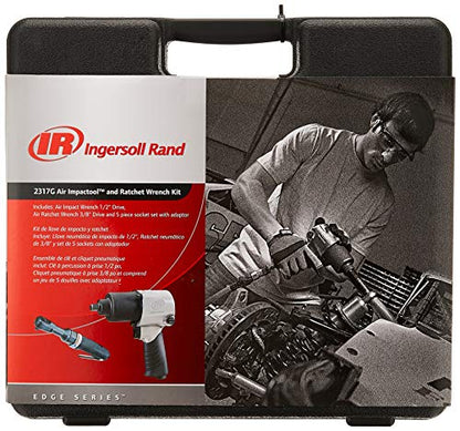 Ingersoll Rand 2317G 1/2" Air Impact Wrench and 3/8" Air ratchet Combination Kit, incl 5-piece Socket Set, Carrying case