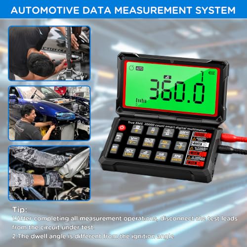 TRMS 20000 Counting Digital Voltmeter with NCV Function, Auto Multimeter Tester, Measurement of Voltage, Current, Resistance, Diode, Temperature, Car Dwell Angle, Engine Speed, Pulse Width