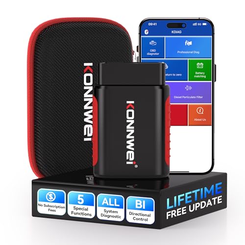 KONNWEI OBD2 Scanner Bluetooth - Full System Diagnostic Tool w/Bi-Directional Control, Oil/EPB/DPF/BMS Reset、TPMS Read for 40+ Vehicles, No Subscription, Lifetime iOS Android App, Storage Box Included