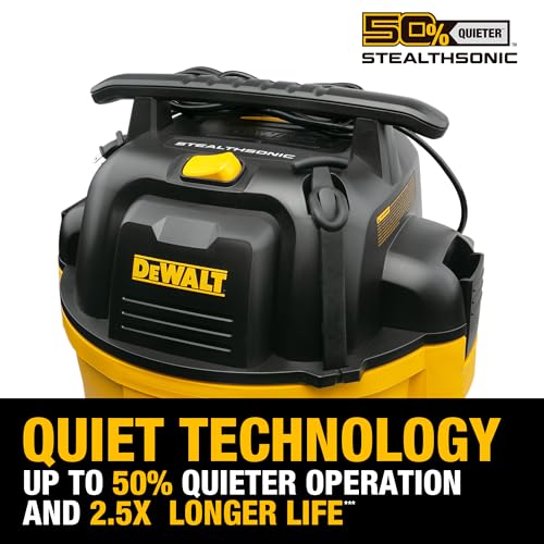 DEWALT 10 Gallon 5.0 Peak HP STEALTHSONIC Shop Vacuum Wet and Dry, Ultra Quiet Wet Dry Vac, Ideal for Jobsite, Garage, Car & Workshop, DXV10P-QT with Attachments & Powerful Suction, Portable Cleaning - size: 10 Gallon