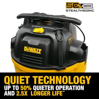 DEWALT 10 Gallon 5.0 Peak HP STEALTHSONIC Shop Vacuum Wet and Dry, Ultra Quiet Wet Dry Vac, Ideal for Jobsite, Garage, Car & Workshop, DXV10P-QT with Attachments & Powerful Suction, Portable Cleaning - size: 10 Gallon