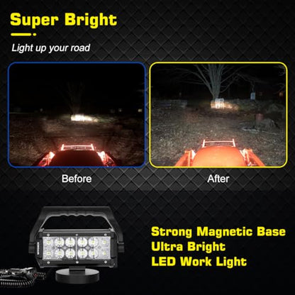 WFPOWER Magnetic Mount LED Work Light, Upgraded Super Bright 36W Portable LED Work Light with Dural Heavy Duty Carry Handle, Flood Headlight for Camping Car SUV Boat Bar Truck Driving Lamp Fog Lights - size: Upgraded Magnetic Work Light