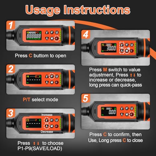 Kerry 1/4 Inch Drive Digital Torque Wrench 0-22.13 LB.FT, ±2% High Accuracy | Five Units of Measure, LED and Buzzer Notification, Easy to Read and Operate, 72 Tooth for Bike Motorcycle - size: 1/4 22ft.lb