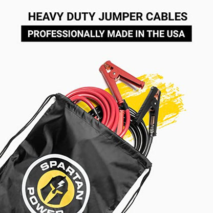 Spartan Power Heavy Duty Jumper Cables with Alligator Clips, 100% Pure Copper Wire, Positive & Negative Leads Battery Cable, Made in the USA - 2 AWG Gauge Cable, 15 ft - size: 2 AWG 15 Foot