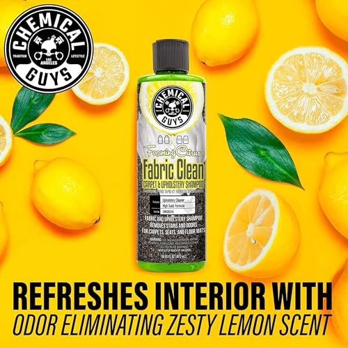 Chemical Guys, Citrus Foaming Fabric & Carpet Cleaner Drill Brush, 16 oz | Lifts coffee, food and pet stains and odors from carpet, mats and upholstery, drill brush agitates, citrus scent - size: 16 Fl Oz Drill Brush Kit
