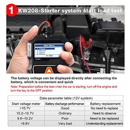 12V Car Battery Load Tester, Digital Auto Battery Analyzer, Automotive Alternator Tester with Color LCD Screen, for Truck SUV and All 12V 100 2000 CCA Batteries