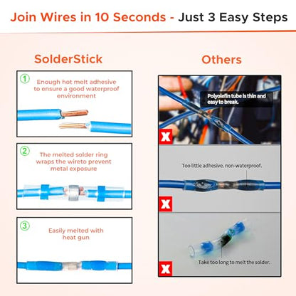 Heat Gun with Adjustable Temperature + 50PCS Waterproof Solder Seal Wire Connectors Bundle - Heat Shrink Tubing & Electrical Wiring Repair Kit for Automotive & DIY
