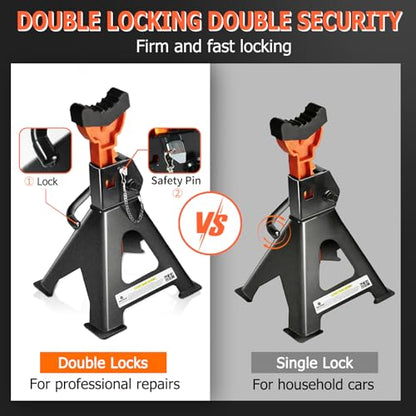 Jack Stands, 3 Ton (6,600 lbs) Extra Tall Heavy Duty Car Jack Stand