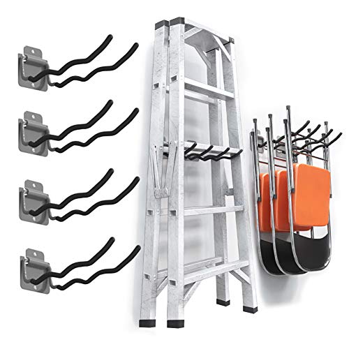 TORACK Garage Hooks Tool Organizer, 4 Pack Heavy Duty Steel 12" Wave Hooks, Wall Mount Garage Storage Utility Hook for Car Tires, Ladder, Chairs, Power Tools, Garden Tools - size: 4-Pack 12" Wave Hooks