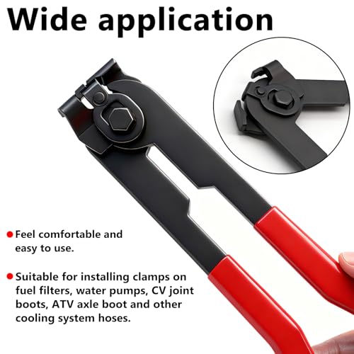 CV Boot Clamp Plier with 10PCS 304 Stainless Steel Crimp Bands, 5PCS Small and 5PCS Large Universal Adjustable Drive Shaft Drive Shaft Joint Boot Crimp Clamps for Most Cars - size: Plier + 10pcs Clamps