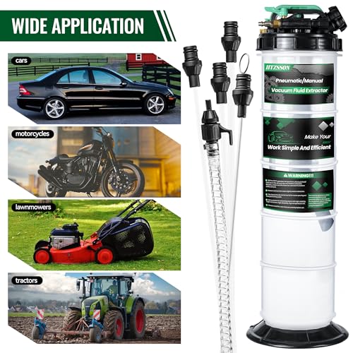 9.5 L/2.5 Gallon Oil Extractor Pump Pneumatic/Manual, Fluid Extractor Oil Change Pump Extractor with 5 Tubes and A Brake Bleeding Hose for Automotive, Boats - size: 9.5L