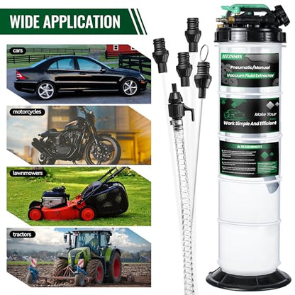 9.5 L/2.5 Gallon Oil Extractor Pump Pneumatic/Manual, Fluid Extractor Oil Change Pump Extractor with 5 Tubes and A Brake Bleeding Hose for Automotive, Boats - size: 9.5L