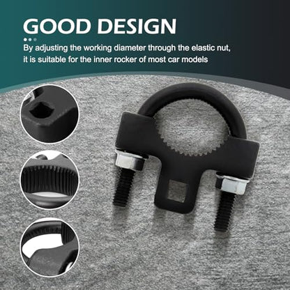 Inner Tie Rod Removal Tool, 3/8" Inner Tie Rod Tool, Steering Wheel Inner Ball Head Rudder Wrench, Anti-slip U-wrench for Inner Tie Rod Removal and Installation, for Most Cars (Black)