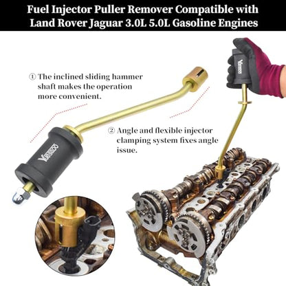 Fuel Injector Puller Remover and Injector Seal Install Tool | Fuel Injector Remover Tool Compatible with Land Rover Jaguar 3.0L 5.0L Gasoline Engines Replace 310-197 310-198 310-199 - size: 310-197 310-198 310-199