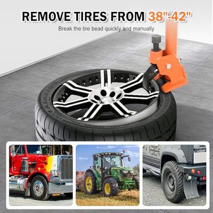 38"-42" Manual Tire Bead Breaker Tire Change Tool for Aluminum Alloy Hubs, ATVs, UTVs, Tractors, Trucks, Cars Easy-Operated Tire Repair Tool Heavy Duty - color: Orange