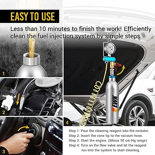 EWK Fuel Injection Cleaning Canister, Vacuum Intake Valve & Combustion Chamber Cleaner Tool for Gasoline Engines, Vacuum System Pressure Test