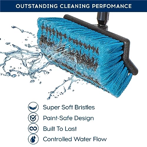 DSV Standard Car Wash Brush with 50'' Long Handle, Car Cleaning Brush with Hose Attachment, Car Brushes for Washing 10'' Soft Bristles for Scratch-Free Cleaning Auto, Truck, Boat, Floor and More