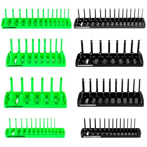 GURADESIGN 8PCS Socket Organizer Set, Socket Holder, 1/4", 3/8", 1/2" Metric & SAE Socket Tools Trays. - style: 8PCS Socket Organizer Tray Set
