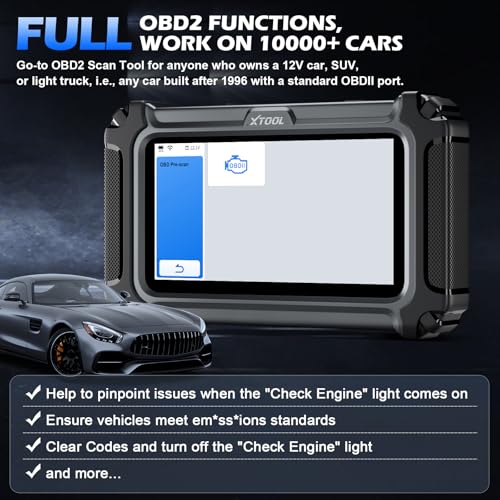 XTOOL D5 OBD2 Scanner Car Code Reader, Engine ABS SRS Transmission Diagnostic Scan Tool with 10 Resets, EPB Service, ABS Bleed, Throttle Relearn, Clear Check Engine Light, Free Update