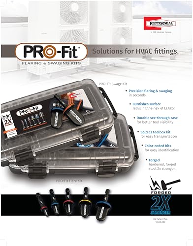 RectorSeal Pro-Fit 87001 Precision Quick Flaring Kit, with 5 Color Coded Bits for Quick & Easy Sizing Identification 1/4" Through 3/4", Creates Leak Free Flares in Seconds, HVAC