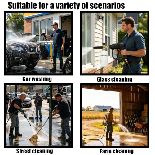 High Pressure Washer Gun with Foam Cannon, Car Wash Foam Gun with 1/4" Quick Connector, Pressure Washer Foam Cannon Kit with 5 Pressure Washer Nozzle Tips, 2 Adapter, 1 Liter