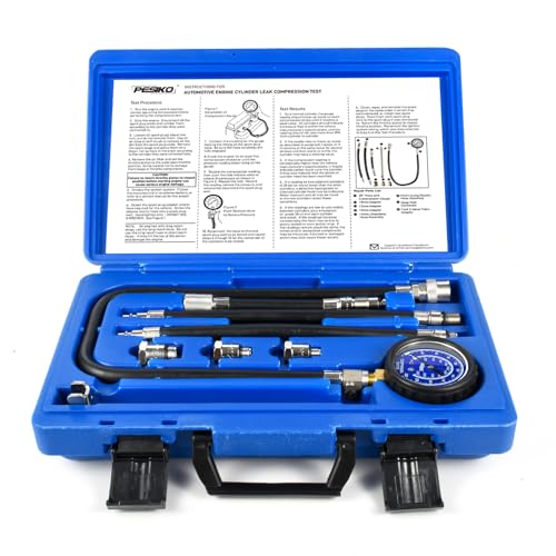 Compression Tester Kit 0-300 psi Cylinder Gauge for Gas Engine | Dual-range 0-300psi/20.7Bar, 10-18mm Multi-size Spark Plug Adapters - color: Engine Compression Gauge Kit