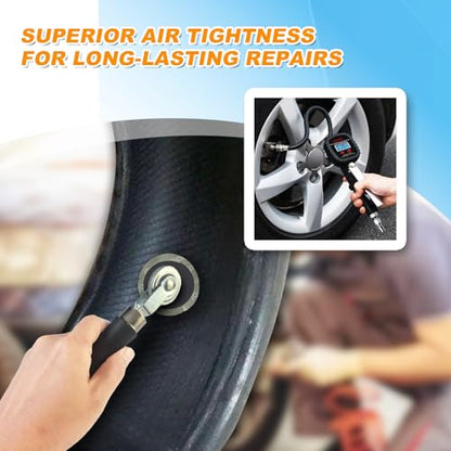 90 Pieces Tire Patches 32mm/42mm/58mm with Tire Patch Roller, Tube Patch Repair Kit, Tire Patch Kit Heavy Duty for Car, Truck, Motorcycle & Bike