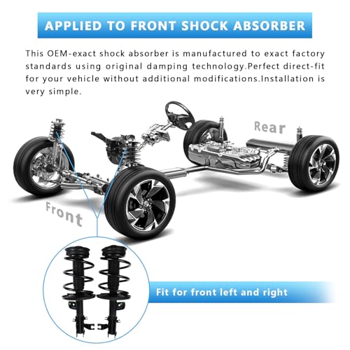 Front Complete Strut Shock Absorber & Coil Spring Assembly Compatible with Nissan Altima 2013–2018 | Replace OE# 172902, 172901 | Front Suspension Strut Assembly