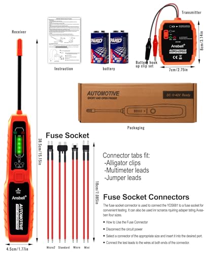 Automotive Circuit Tracer & Short Open Finder, DC 6-42V Professional Electrical Wire Tracer with Tone Generator, Diagnostic Tool for Cars, Trucks, DIY Repair