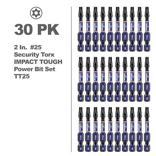 Geinxurn 2 In. Security T25 Impact Magnetic Screwdriver Bit Set, 30 Pieces #25 Torx Head Power Bit Set, S2 Alloy Steel Hollow Star Bit Set - size: 2"-30PCS, style: TT25