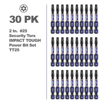 Geinxurn 2 In. Security T25 Impact Magnetic Screwdriver Bit Set, 30 Pieces #25 Torx Head Power Bit Set, S2 Alloy Steel Hollow Star Bit Set - size: 2"-30PCS, style: TT25