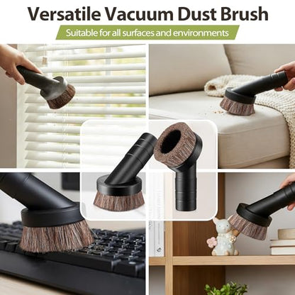 Feekoon 4 Pack 1.5" Vacuum Dust Brush Attachment Compatible with ProTeam Backpack Vacuum Cleaner Parts # 100110-3" Dust Brush W/Reducer 1-1/2", Soft Horse Hair for Detailed Dusting