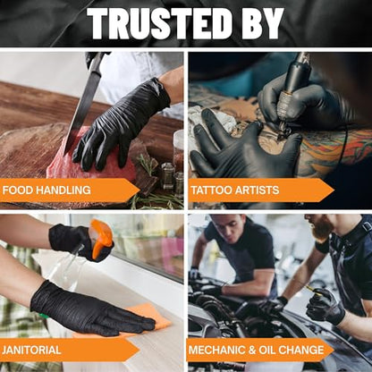 Black Nitrile Gloves 6 Mil | Heavy Duty, Latex-Free, Powder-Free | Food, Mechanic, Exam Disposable Gloves 1000 - size: X-Large