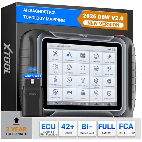 XTOOL D8W Bidirectional Scan Tool with AI-Assisted, 3 Years Free Update, OE-Level Full System Diagnosis, ECU Coding, Topology Scanner, 42+ Reset Services Wireless OBD2 Scanner, CAN FD & DoIP