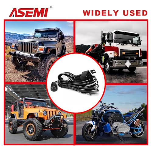 LED Light Bar Wiring Harness Kit 2 Leads 20AWG 12V On/Off Switch Power Relay Blade Fuse for Off Road Lights, Black