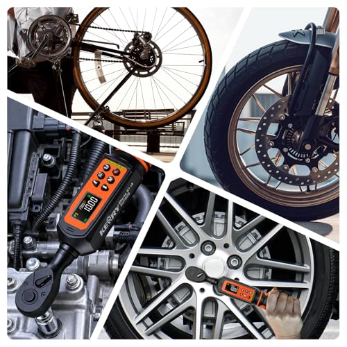Kerry 3/8 Inch Drive Digital Torque Wrench 0-44.25ft.lb, ±2% High Accuracy | Five Units of Measure,LED and Buzzer Notification, Easy to Read and Operate, 72 Tooth for Bike Motorcycle - size: 3/844ft.lb